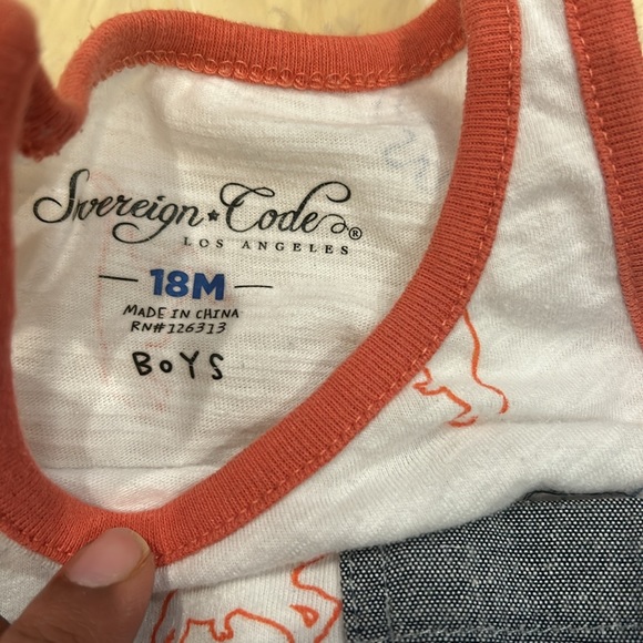 Soverign Code Dinosaur Style White Tank & Pocket & George Blue Shorts Size 18M - Picture 4 of 7